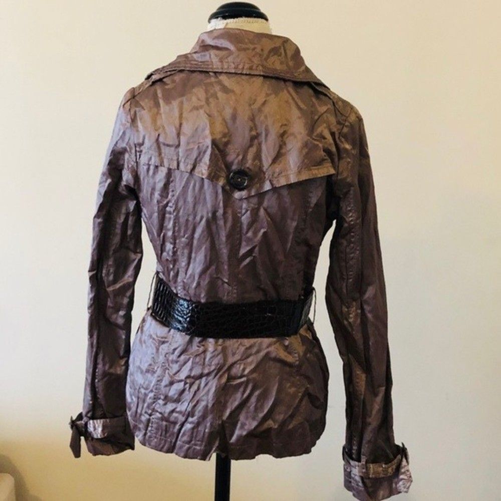 Brown Pleated Spring | Fall Jacket Coat - Picture 4 of 9